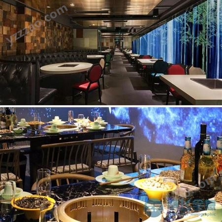 争飞创意 全息投影时尚海洋主题海鲜火锅主题艺术光影餐厅宴会厅全息投影主词餐厅设备