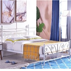 3溢彩家具 现代1.8米1.5米铁艺床单层铁床双人钢制单人床1.2米单层铁架床 DRC-00001学生公寓床