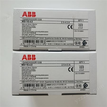ABB电机保护断路器 MS116-4.0 电动机保护断路器 批发供应