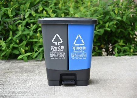 新疆双桶分类垃圾桶 带盖大号垃圾桶 干湿家用脚踏垃圾桶 垃圾桶