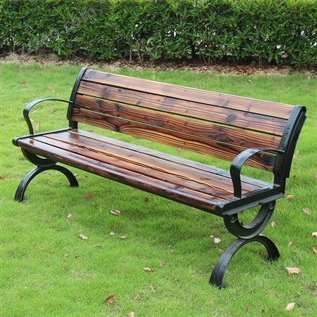 塑木公园椅 木塑长条座椅 定制公园椅 铁艺休闲椅