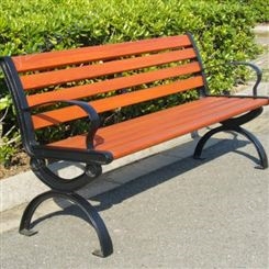 塑木公园椅 木塑长条座椅 定制公园椅 铁艺休闲椅