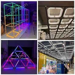 T8灯管创意拼接造型 360度发光商场创意展览个性店面氛围吊线图案智能灯光