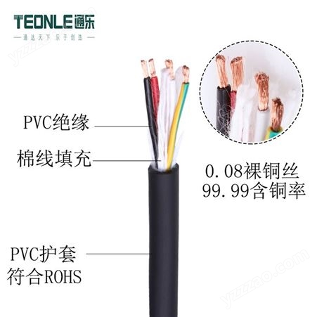 通乐TRVV2*0.5柔性拖链电缆