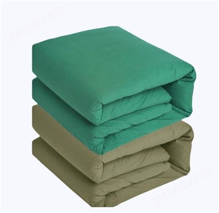 采购救灾救助棉被 学生宿舍被褥 单人1.5*2m绿色保暖被子冬被