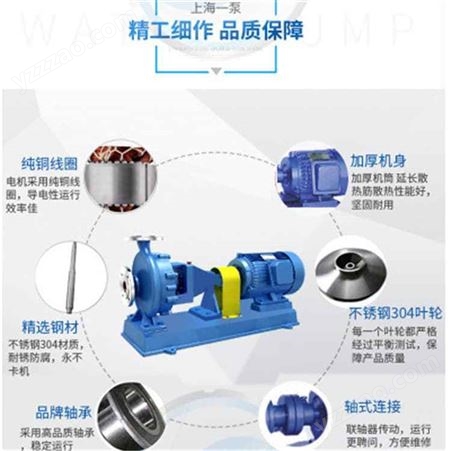 离心泵 上海一泵IH100-65-200型化工离心泵 卧式管道化工泵
