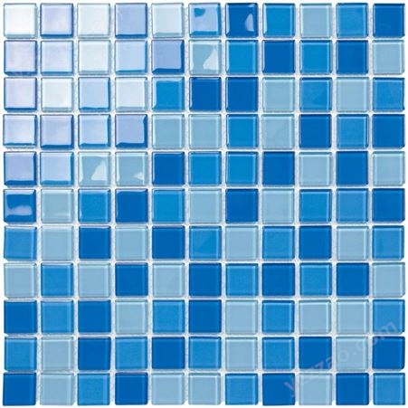 水晶马赛克 水晶玻璃马赛克 游泳池水晶玻璃马赛克50X50厚蓝