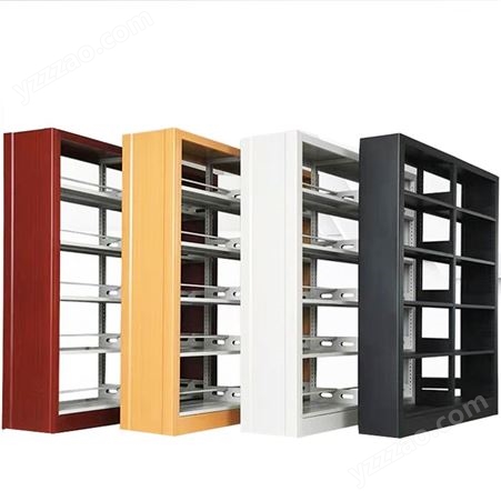 组合钢制书架 大空间大容量钢木书架 多层单双面图书架生产厂家