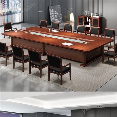 会议桌定制 商业办公桌 组合工作大桌子 不封边 正冠家具