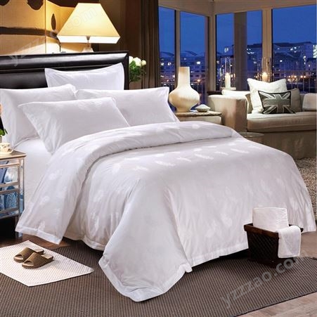 酒店布草四件套纯棉床单被罩民宿宾馆四件套床上用品提花定制