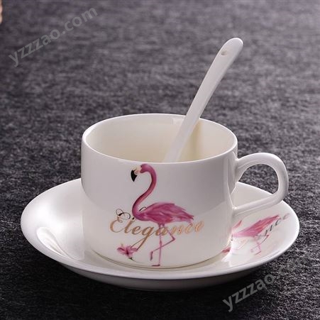 家用咖啡杯 欧式小奢华 陶瓷简约咖啡杯碟勺子套装具拿铁杯复古