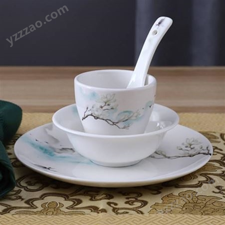创意陶瓷摆盘碗碟筷子 骨瓷摆台套装酒店用品餐具 会所中式餐厅碗盘