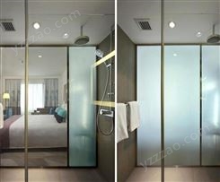 6+6通电玻璃 酒店浴室调光玻璃 通电透明 断电雾化 山水画调光玻璃 变色玻璃