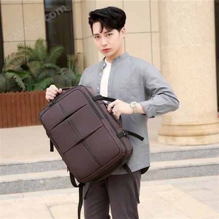 男士双肩包商务旅行会议包15.6寸电脑包可扩容多功能包