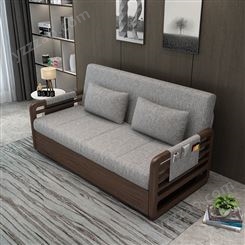 新中式实木沙发床折叠两用客厅多功能年新款双人小户型网红款