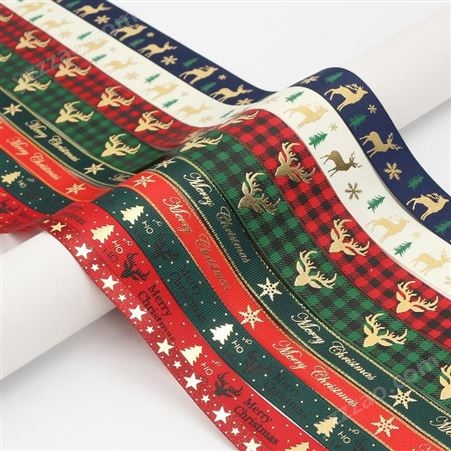 臻至饰品 圣诞格子丝带 仿麻铁线边圣诞雪花格子织带厂家
