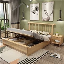 北欧原木床 1.8米双人床 主卧家用现代简约1.5床民宿家具 日式婚床大床