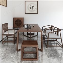 新中式实木茶桌图片 全屋定制整板实木茶桌