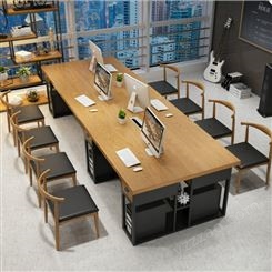 美式复古实木办公桌 工作室时尚带抽屉长桌 学校电脑室简易电脑桌直营