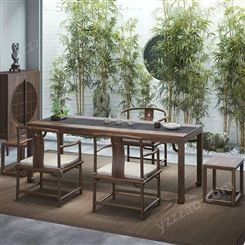 新中式老榆木茶桌椅组合 禅意会议办公茶桌价格 茶楼茶室茶台