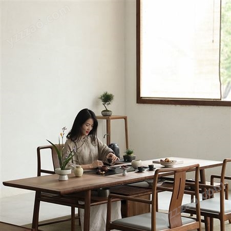 新中式实木茶台 实木沙发安装视频 客厅家装实木家具